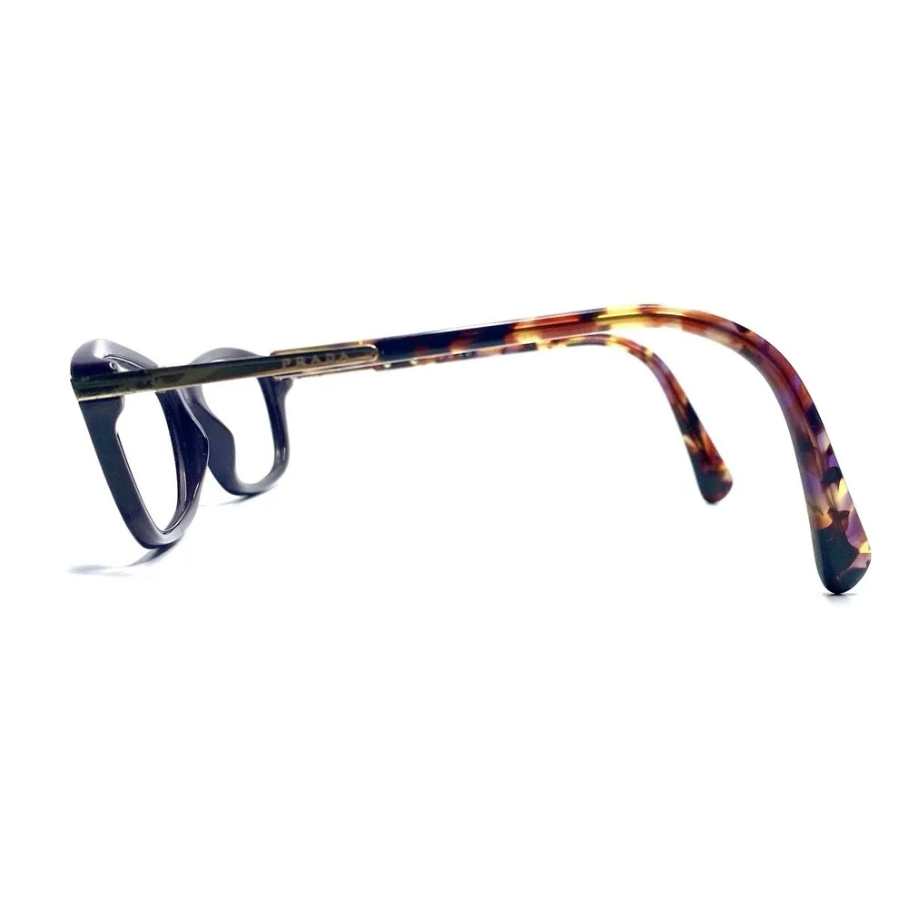 Prada Purple Cat Eye Glasses Brown Tortoise Gold Temple Italy VPR04P 54 17 135